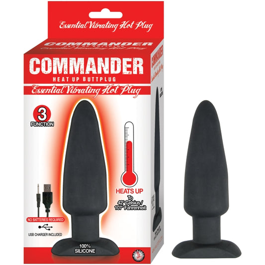 COMMANDER ESSENTIAL BLACK VIBRATING HOT PLUG-BLACK