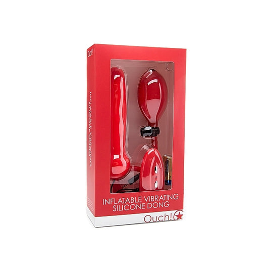 **SPECIAL** INFLATABLE VIBRATING SILICONE DONG - RED