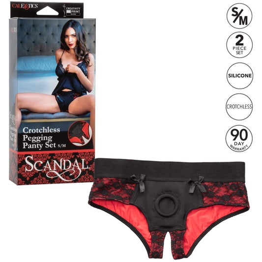 SCANDAL CROTCHLESS PEGGING PANTY SET S/M