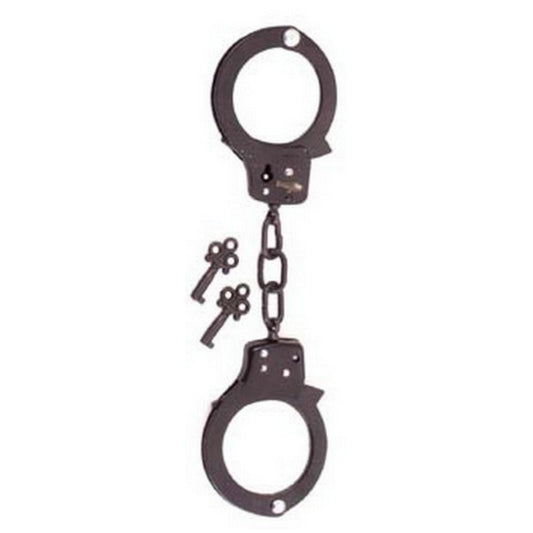 CHROME SINGLE LOCK BLACK HANDCUFFS