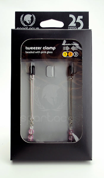 TWEEZER CLAMP W/ PINK BEADS